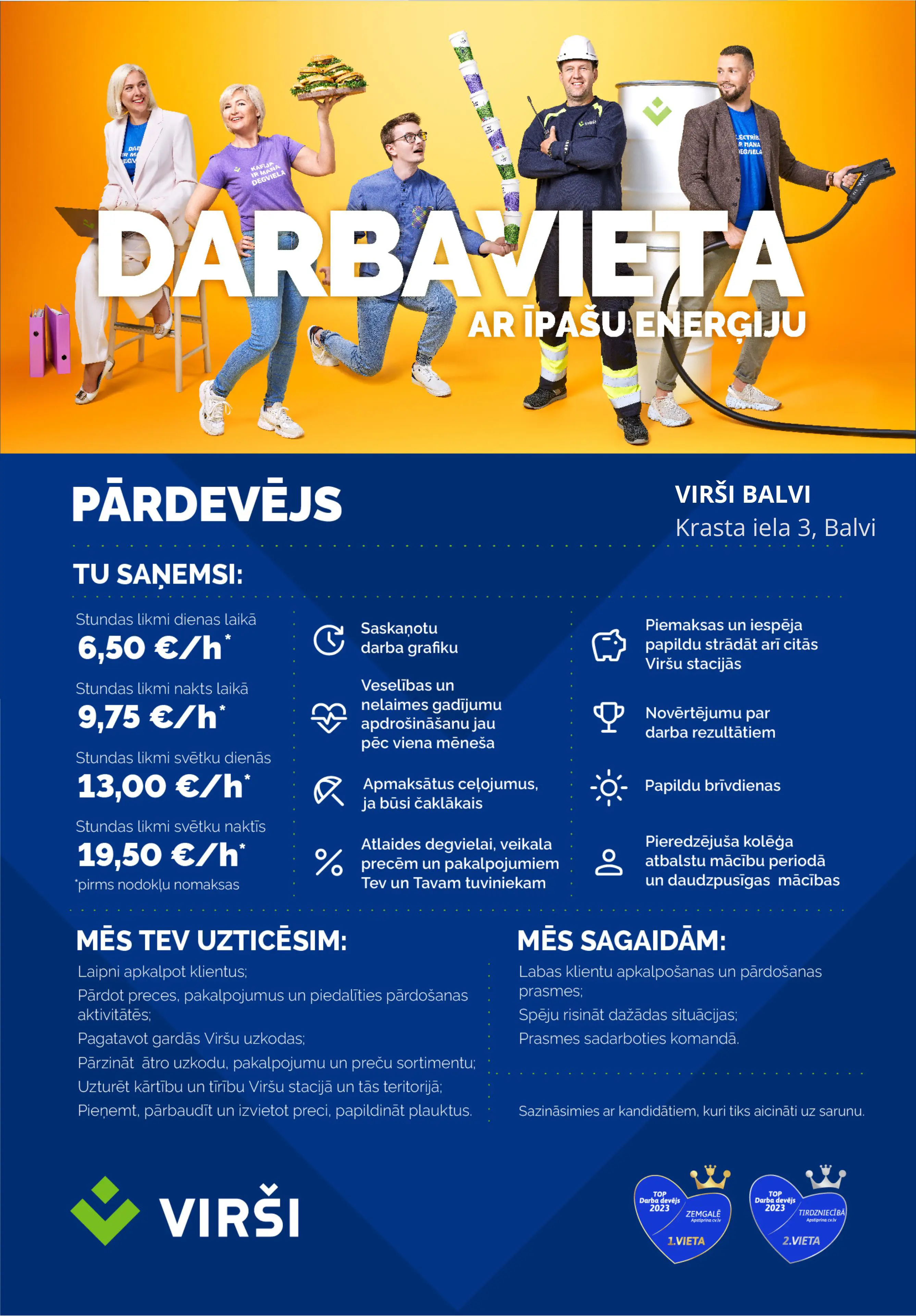 Virsi pardeveju darba sludinajums